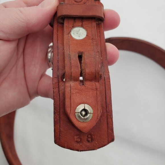 Vintage 1950's Tooled Leather Belt with "MACK" Engraving - size 38 - Picture 6 of 7